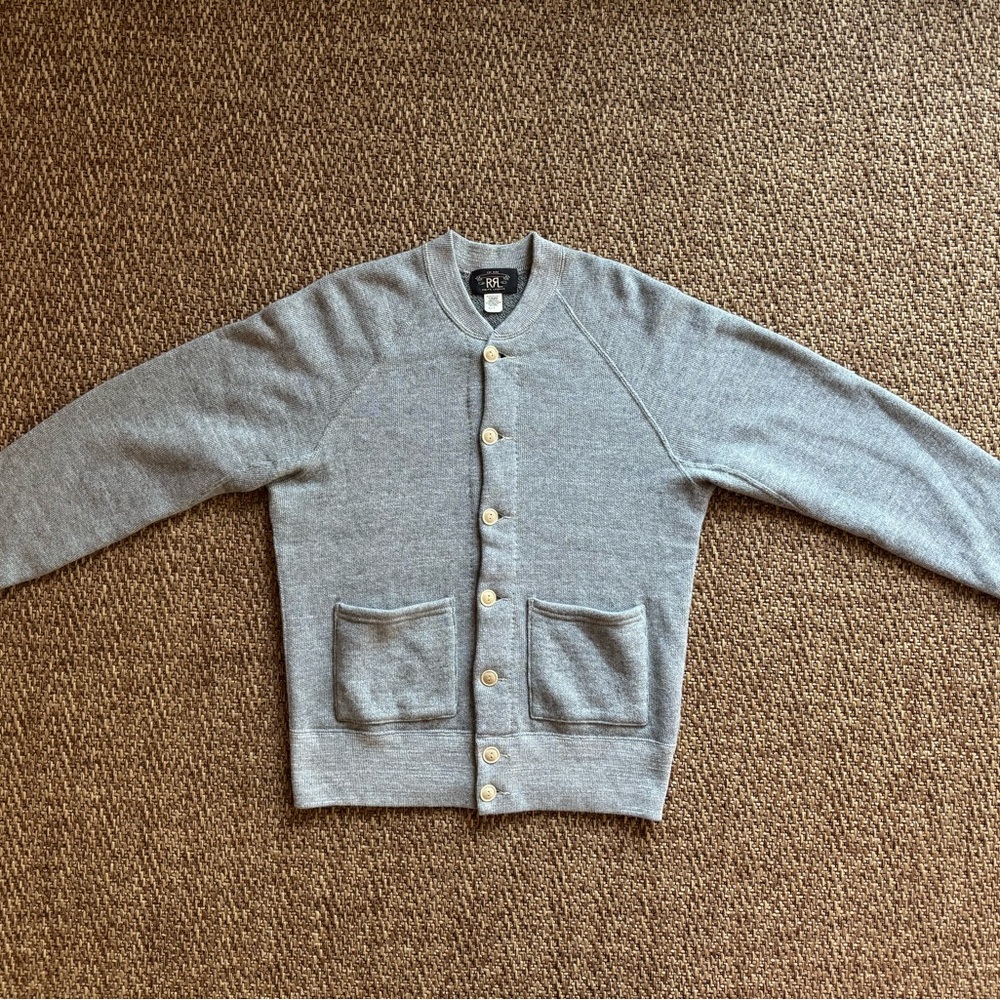 Ralph Lauren Double RL RRL Mens Sweater Cardigan Grey